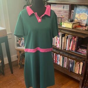 Green and Pink Polo vintage style Dress